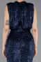 Robe de Soirée Longue Squameuse Bleu Marine ABU2752