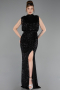 Robe de Soirée Longue Squameuse Noir ABU2752