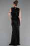 Robe de Soirée Longue Squameuse Noir ABU2752