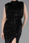 Robe de Soirée Longue Squameuse Noir ABU2752