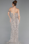 Robe de Soirée Longue Squameuse Beige ABU6218
