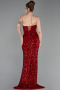 Robe de Soirée Longue Squameuse Rouge ABU6218
