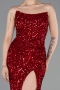 Robe de Soirée Longue Squameuse Rouge ABU6218