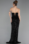Robe de Soirée Longue Squameuse Noir ABU6218