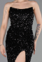 Robe de Soirée Longue Squameuse Noir ABU6218