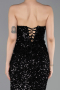 Robe de Soirée Longue Squameuse Noir ABU6218