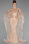 Robe de Soirée Longue Perlé Or ABU6220