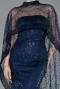Robe de Soirée Longue Perlé Bleu Marine ABU6220