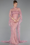 Robe de Soirée Longue Perlé Poudre ABU6220