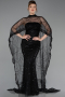 Robe de Soirée Longue Perlé Noir ABU6220