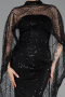 Robe de Soirée Longue Perlé Noir ABU6220