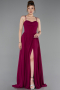 Robe de Soirée Longue Mousseline Prune ABU6223