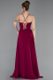 Robe de Soirée Longue Mousseline Prune ABU6223