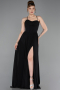 Robe de Soirée Longue Mousseline Noir ABU6223