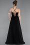 Robe de Soirée Longue Mousseline Noir ABU6223