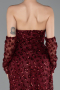 Robe de Soirée Longue Squameuse Rouge Bordeaux ABU6224