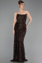 Robe de Soirée Longue Squameuse Brun ABU6224
