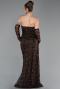 Robe de Soirée Longue Squameuse Brun ABU6224