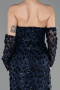 Robe de Soirée Longue Squameuse Bleu Marine ABU6224