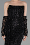 Robe de Soirée Longue Squameuse Noir ABU6224