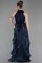 Robe de Soirée Longue Mousseline Bleu Marine ABU6227