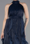 Robe de Soirée Longue Mousseline Bleu Marine ABU6227