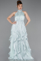Robe de Soirée Longue Mousseline Menthe ABU6227