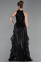 Robe de Soirée Longue Mousseline Noir ABU6227