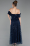 Robe de Cérémonie Midi Perlé Bleu Marine ABK2639