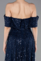 Robe de Cérémonie Midi Perlé Bleu Marine ABK2639