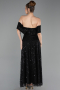 Robe de Cérémonie Midi Perlé Noir ABK2639