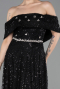 Robe de Cérémonie Midi Perlé Noir ABK2639
