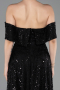 Robe de Cérémonie Midi Perlé Noir ABK2639