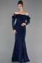 Robe Queue de Poisson Longue Bleu Marine ABU6235