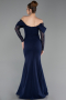 Robe Queue de Poisson Longue Bleu Marine ABU6235