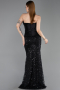 Robe de Soirée Longue Squameuse Noir ABU6242