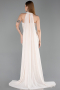 Robe de Soirée Longue Perlé Beige ABU6236