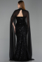 Robe de Soirée Longue Perlé Noir ABU6236