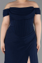 Robe De Graduation Grande Taille Longue Bleu Marine ABU6246