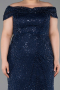 Robe Grande Taille Longue Perlé Bleu Marine ABU5936