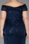 Robe Grande Taille Longue Perlé Bleu Marine ABU5936