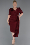 Robe de Soirée Grande Taille Midi Rouge Bordeaux ABK2643