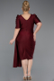 Robe de Soirée Grande Taille Midi Rouge Bordeaux ABK2643
