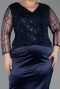Robe De Invitation Grande Taille Midi Bleu Marine ABK2644