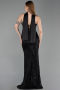 Robe de Soirée Longue Perlé Noir ABU6238