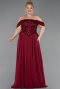 Robe de Soirée Grande Taille Longue Mousseline Rouge Bordeaux ABU6260