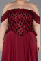 Robe de Soirée Grande Taille Longue Mousseline Rouge Bordeaux ABU6260
