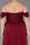Robe de Soirée Grande Taille Longue Mousseline Rouge Bordeaux ABU6260