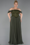 Robe de Soirée Grande Taille Longue Mousseline Kaki ABU6260