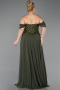 Robe de Soirée Grande Taille Longue Mousseline Kaki ABU6260